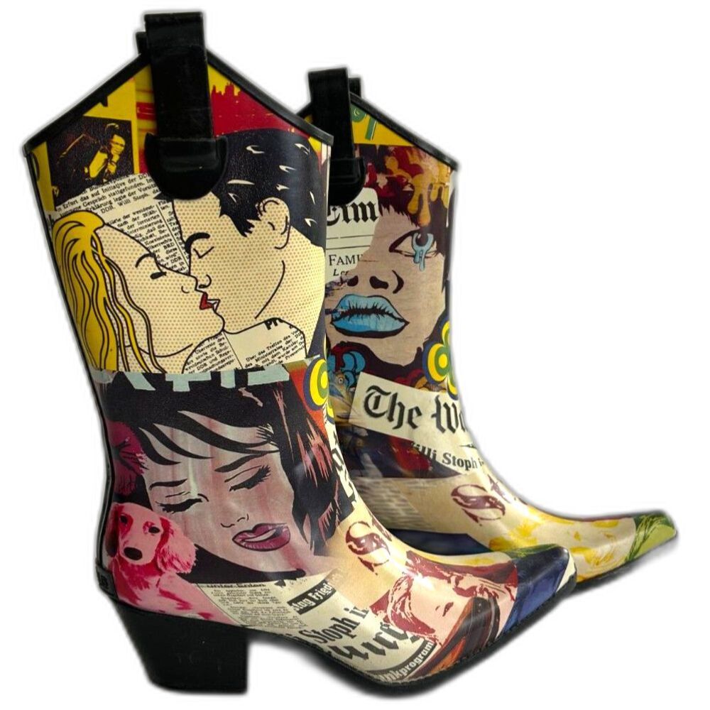 Corky's Multicolor Pop Art Rubber Western Rain Boots